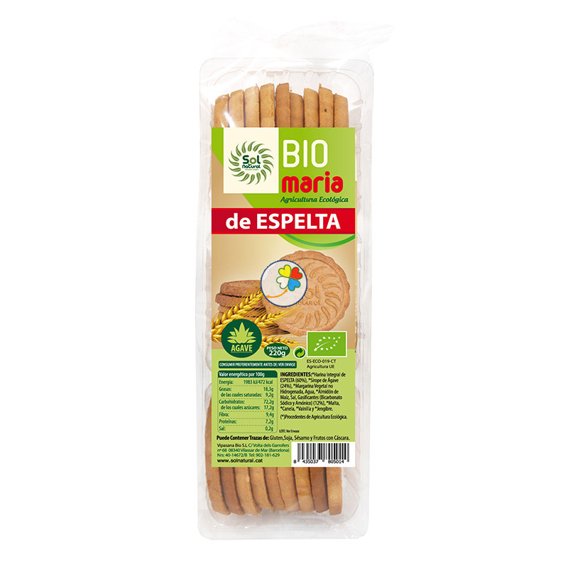 GALLETAS MARIA CON SIROPE DE AGAVE BIO 220Gr. SOL NATURAL